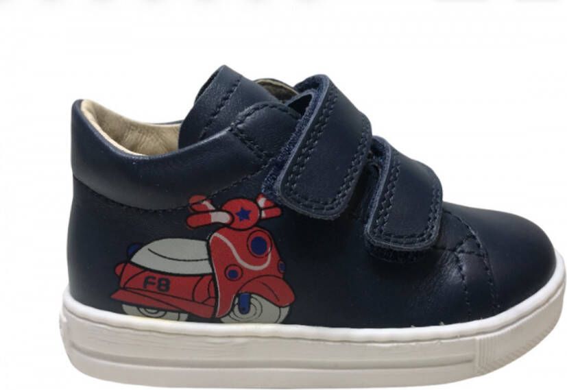 Falcotto velcro's rode vespa lederen sneakers Avispa Navy