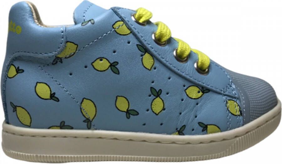 Falcotto veter rubberen neus lemon lederen sneakers Moon licht blauw
