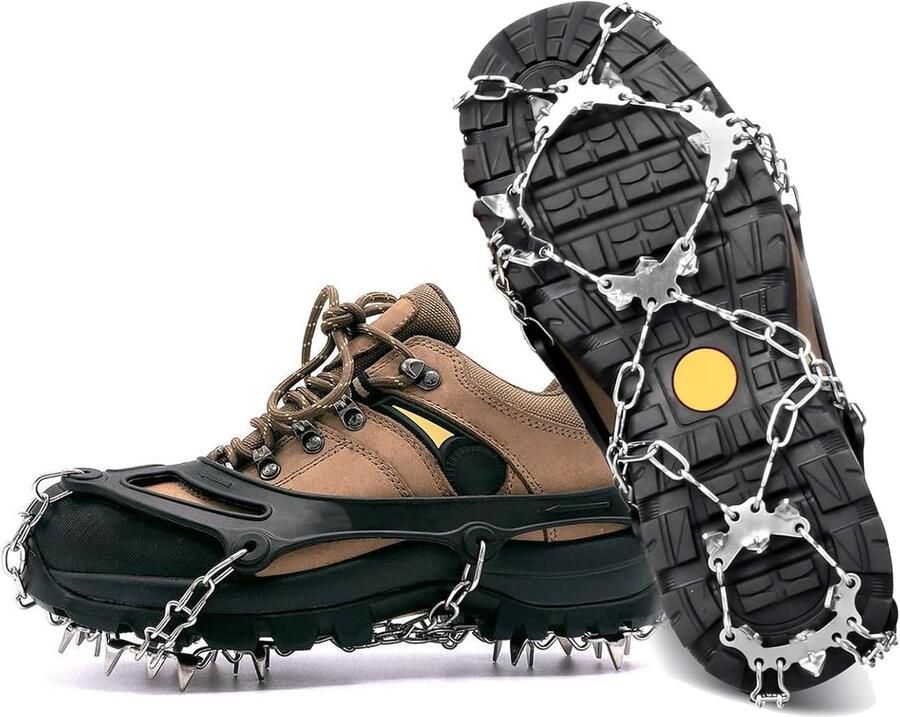 Fa u Stijgijzers schoenspikes voor bergschoenen wandelschoenen en laarzen antislip ijsklauwen met roestvrij stalen tanden sneeuwgrips voor winter