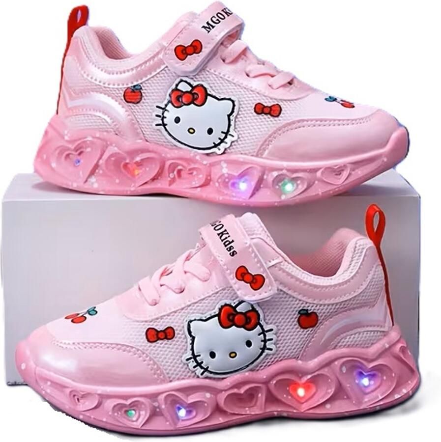 Fashion Sneakers Hello Kitty roze led klittenband hartjes