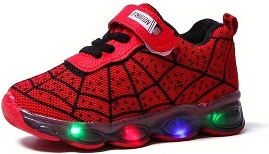 Fashion Sneakers spinnenweb rood casual led Klittenbandsluiting