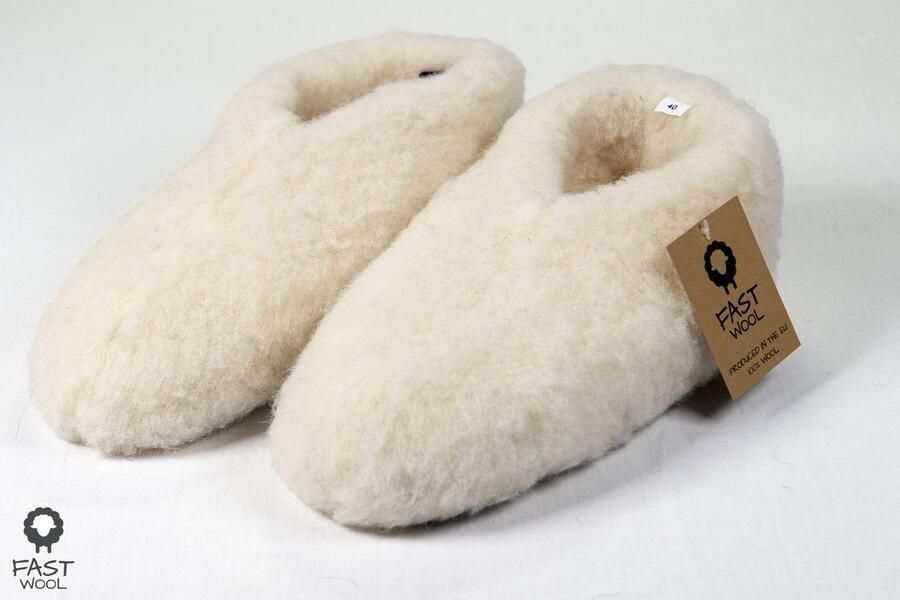 Fast wool Spaanse sloffen 100% wol ecru