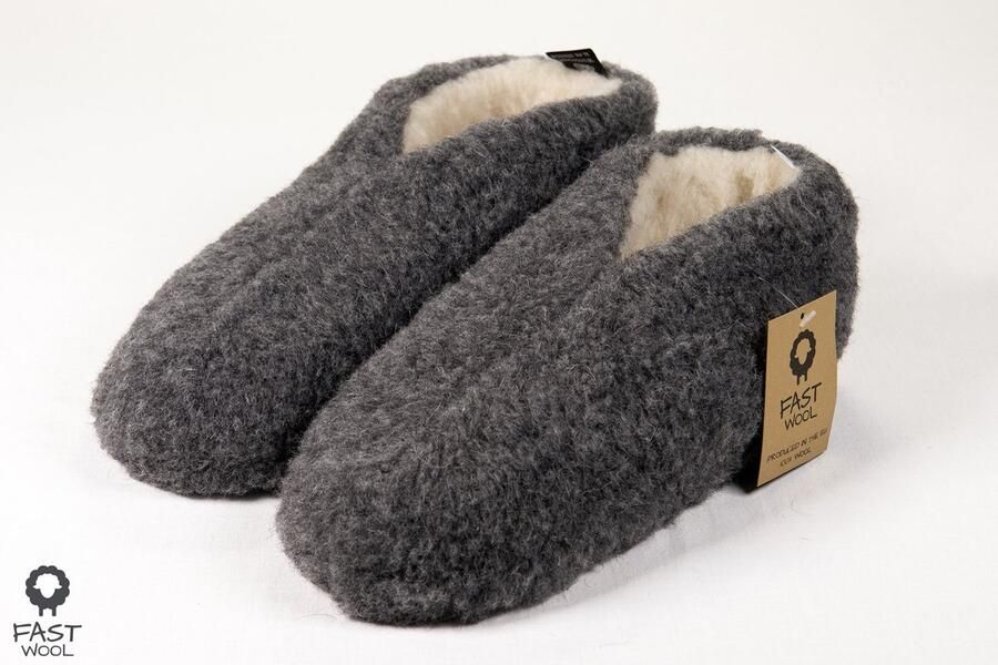 Fast wool Spaanse sloffen 100% wol grijs