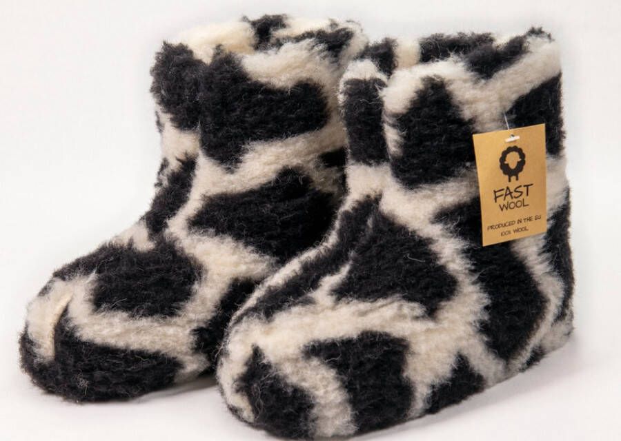 Fast wool Wollen sloffen laars model zwart wit - Foto 2