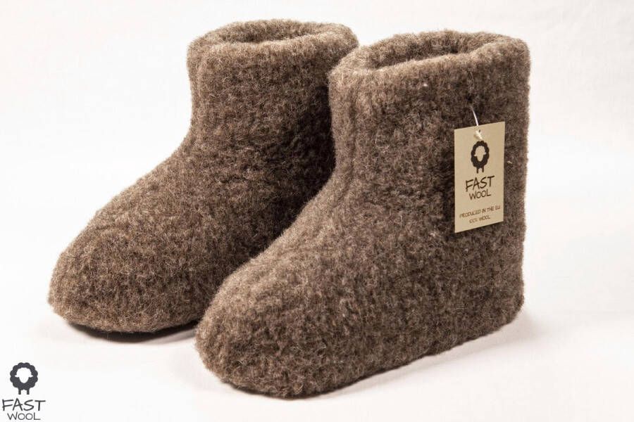 Fast wool Wollen sloffen laars model bruin - Foto 2