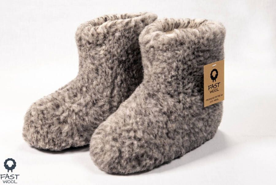 Fast wool Wollen sloffen laars model gemêleerd