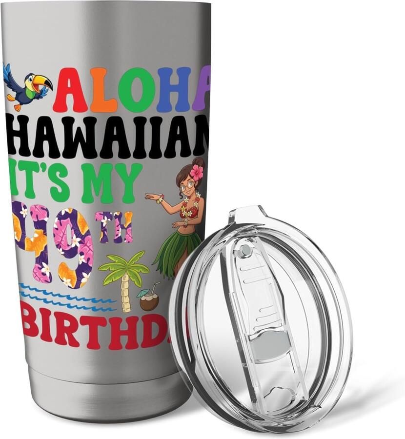 Feest beker 49e verjaardag tropische reis dubbelwandig