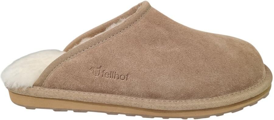 Fellhof Primo pantoffels heren kaki lamswol lamsleer warme pantoffels wollen pantoffels sloffen ademend antislip zool