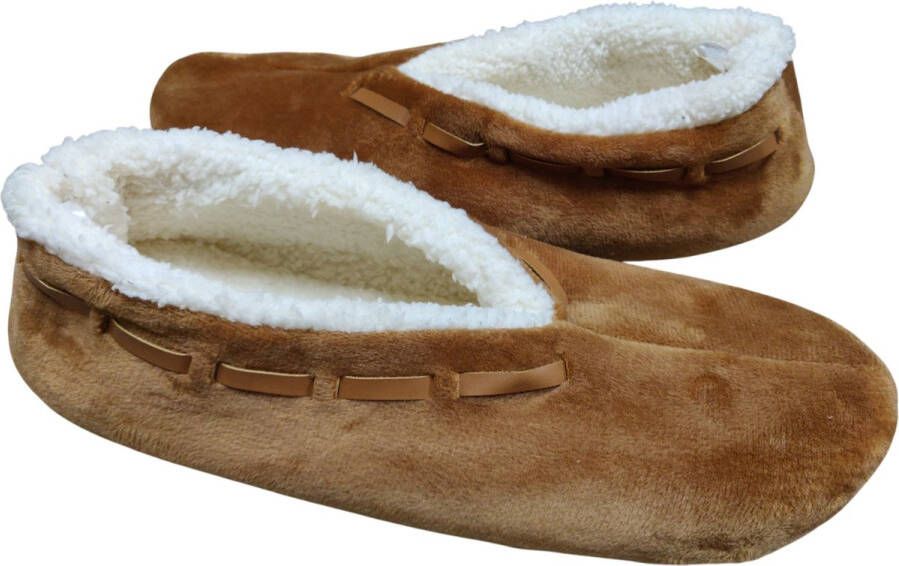 Ferro Spaanse Sloffen Heerlijk warme pantoffels met teddy binnenzijde Spaanse Look BEIGE MEN