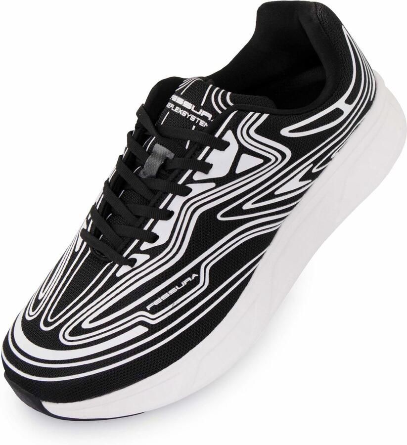 Fessura Unisex schoenen wmns runflex 01 canvas zwart wit zwart