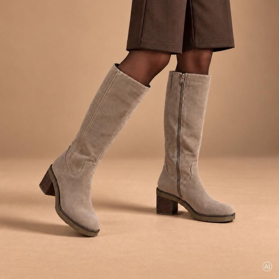 Feyn Hoge laarzen taupe Suede