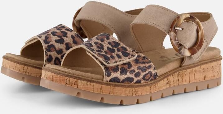 Feyn Sandalen Panterprint beige Leer