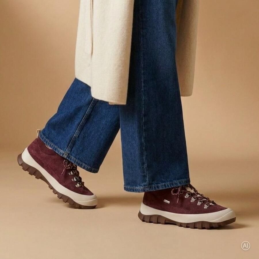 Feyn Veterschoenen Bordeauxrood Suède