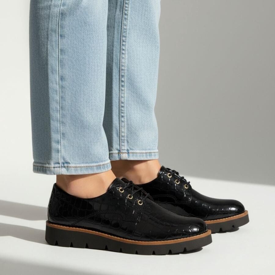 Feyn Veterschoenen zwart Lak