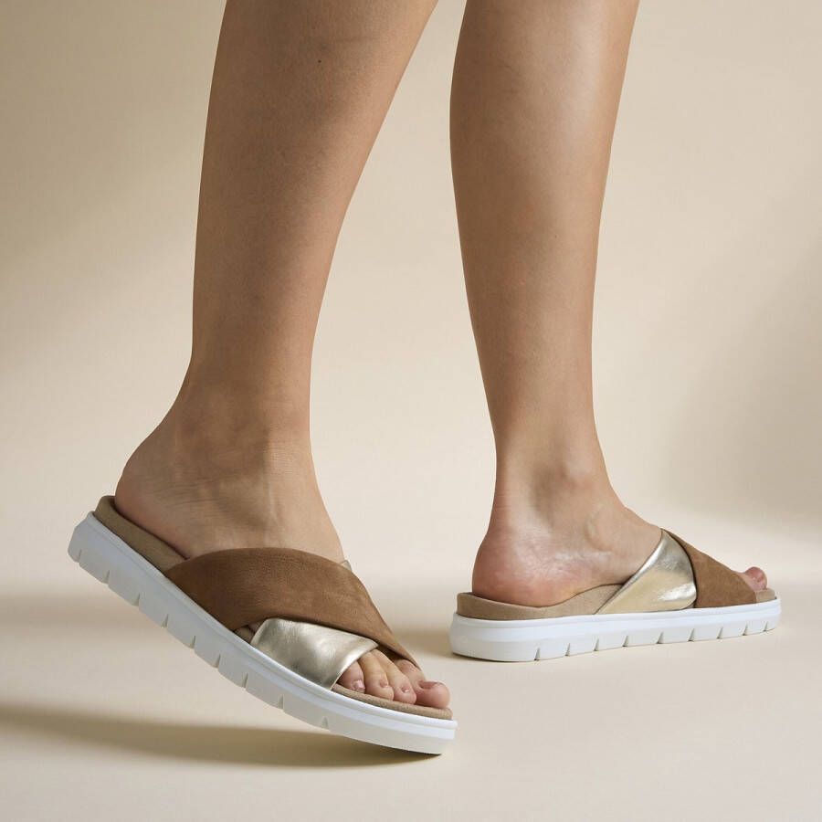 Feyn Slippers cognac Leer