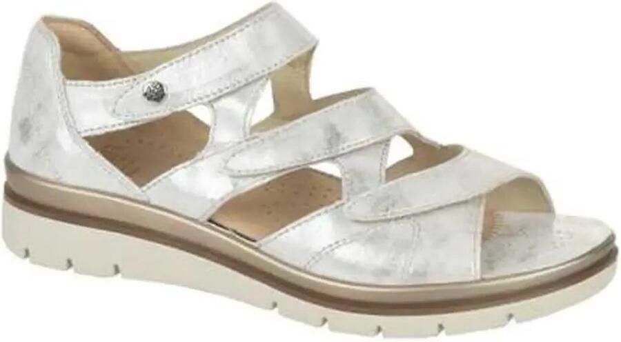 Fidelio Sandaal Klittenband Zilver Wijdte G1.5