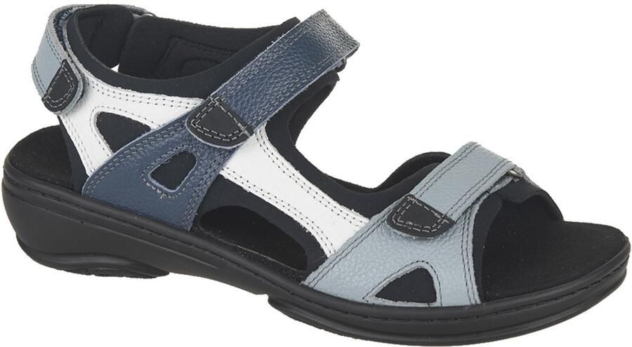 Fidelio Sportieve Klittenband Sandaal Losse inlegzool Gini G Blauw Combi