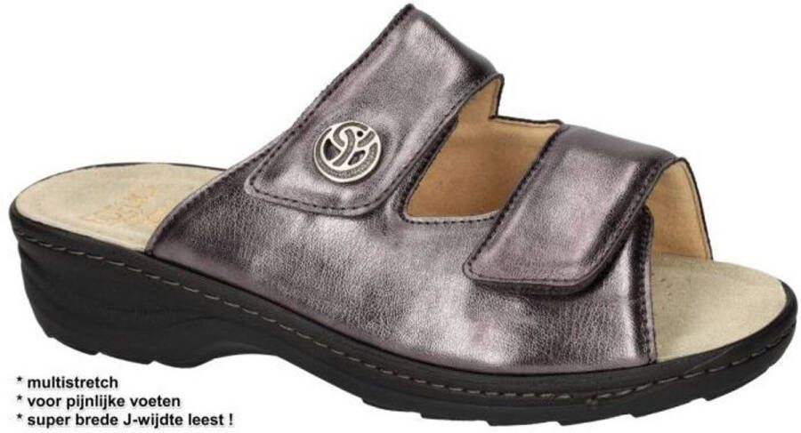Fidelio Hallux -Dames antraciet grijs slippers & muiltjes