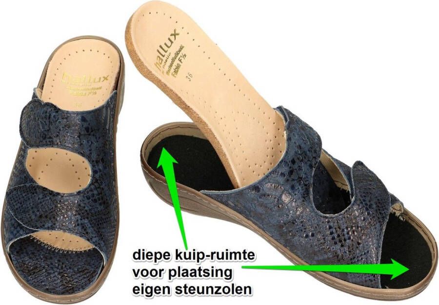 Fidelio Hallux -Dames blauw donker slippers & muiltje