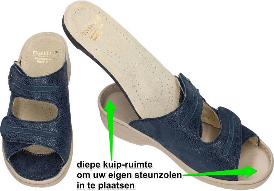 Fidelio Hallux -Dames blauw donker slippers & muiltjes