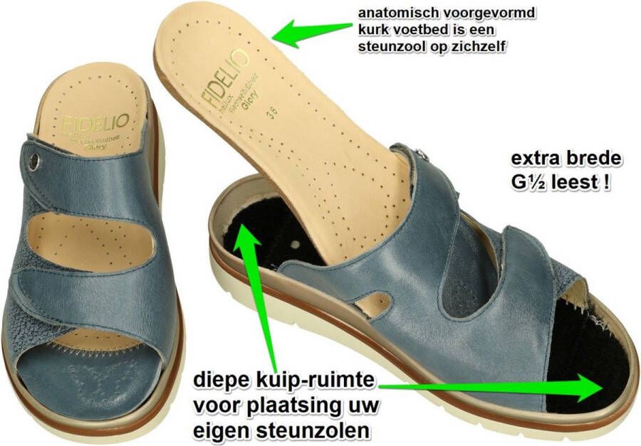 Fidelio Hallux -Dames blauw slippers & muiltjes