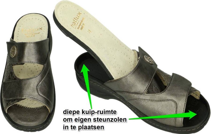 Fidelio Hallux -Dames grijs donker slippers & muiltjes