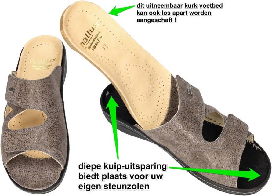 Fidelio Hallux -Dames taupe donker slippers & muiltjes