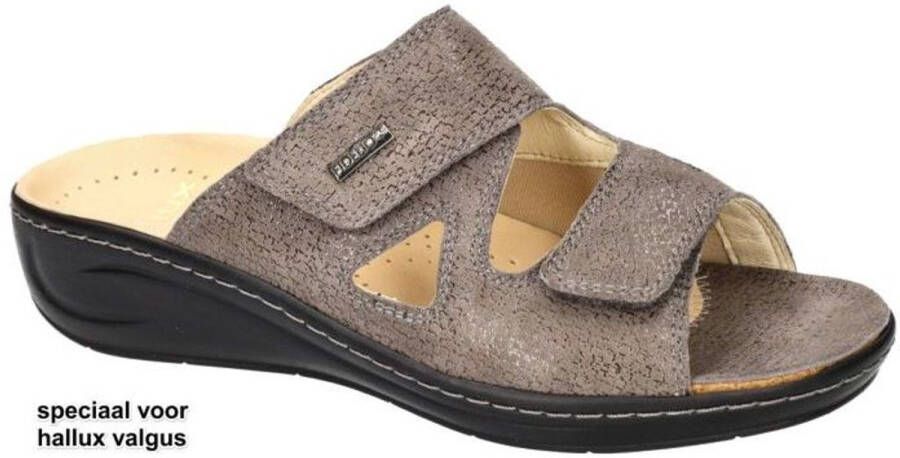 Fidelio Hallux -Dames taupe donker slippers & muiltjes