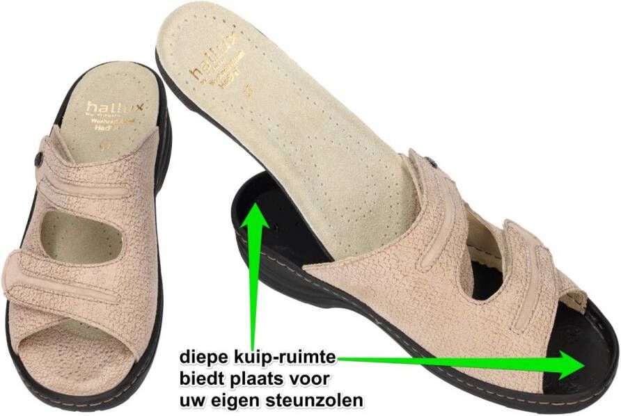 Fidelio Hallux -Dames taupe slippers & muiltjes