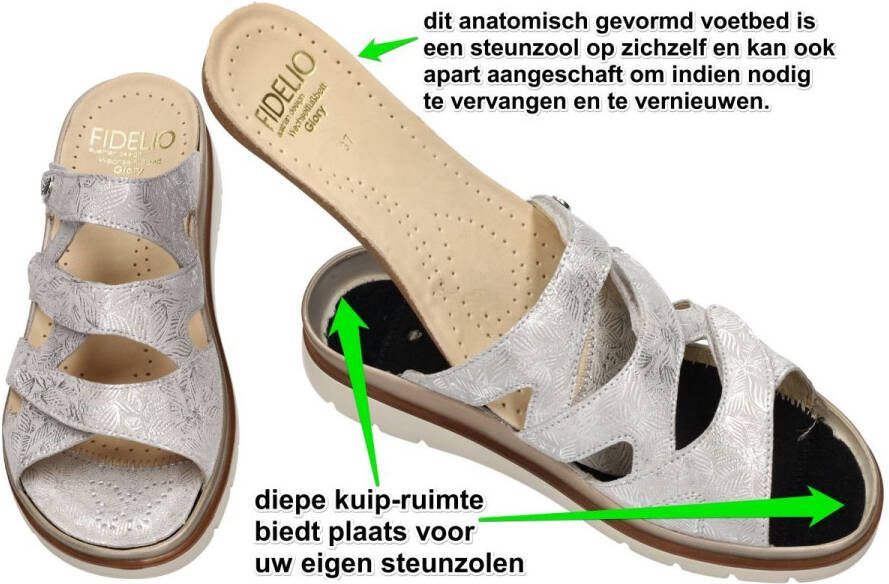 Fidelio Hallux -Dames zilver slippers & muiltjes