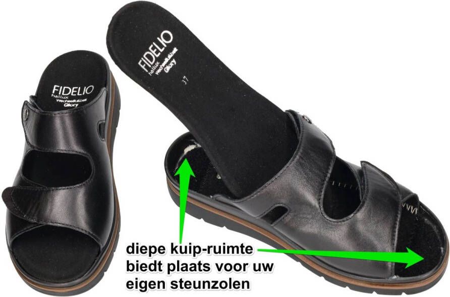Fidelio Hallux -Dames zwart slippers & muiltjes