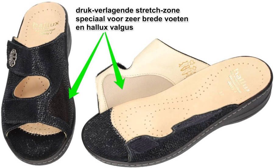 Fidelio Hallux -Dames zwart slippers & muiltjes