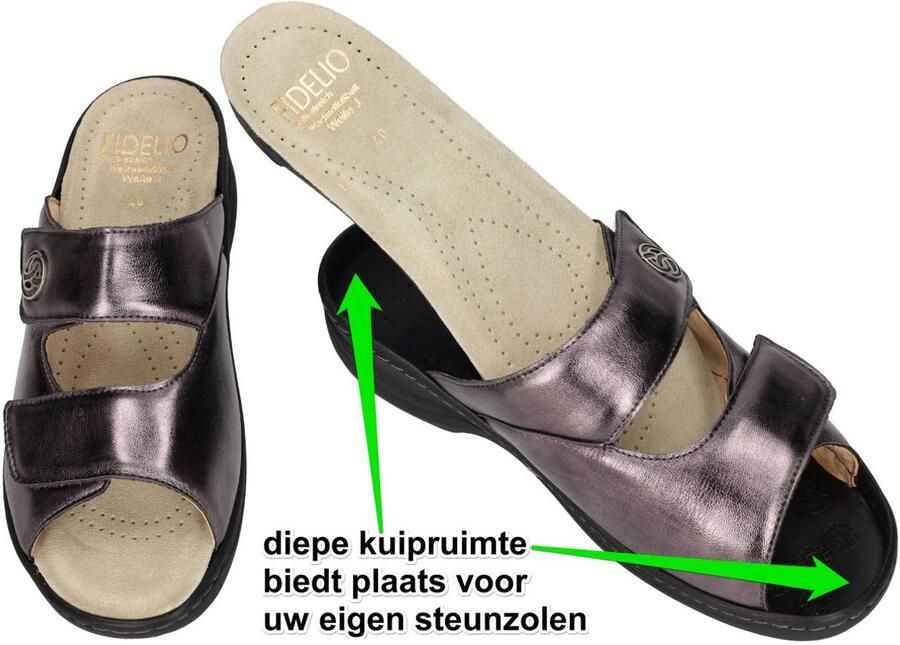 Fidelio Hallux -Dames antraciet grijs slippers & muiltjes