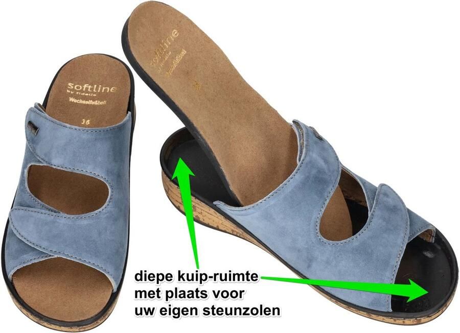 Fidelio Hallux -Dames blauw licht slippers & muiltjes
