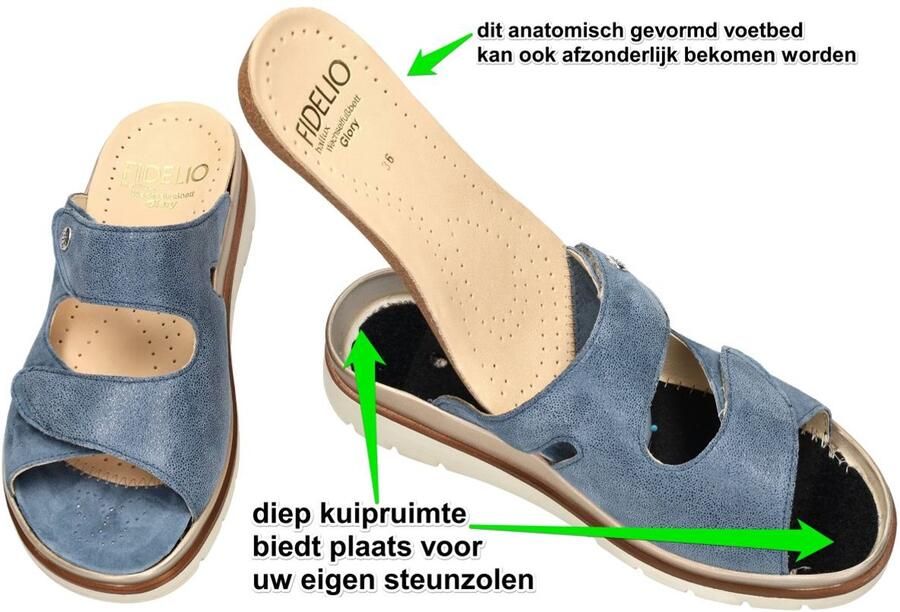Fidelio Hallux -Dames blauw licht slippers & muiltjes