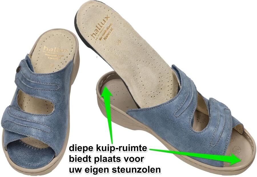 Fidelio Hallux -Dames blauw licht slippers & muiltjes