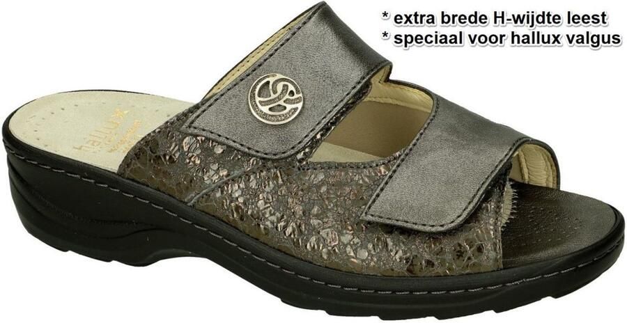 Fidelio Hallux -Dames grijs donker slippers & muiltjes