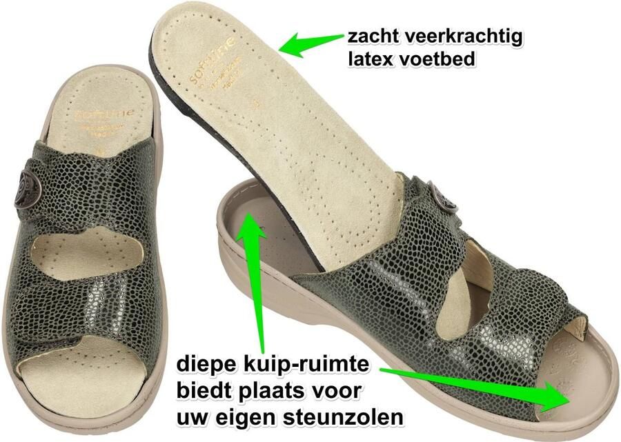 Fidelio Hallux -Dames groen donker slippers & muiltjes