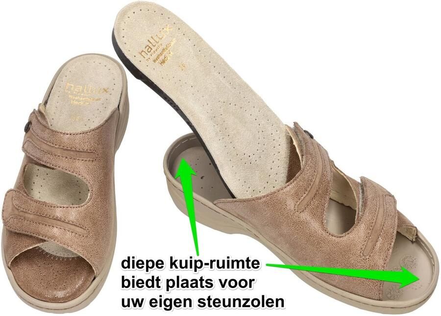 Fidelio Hallux -Dames taupe slippers & muiltjes