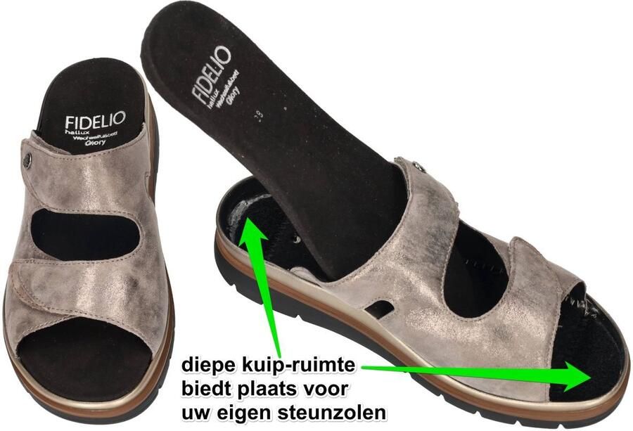 Fidelio Hallux -Dames taupe slippers & muiltjes