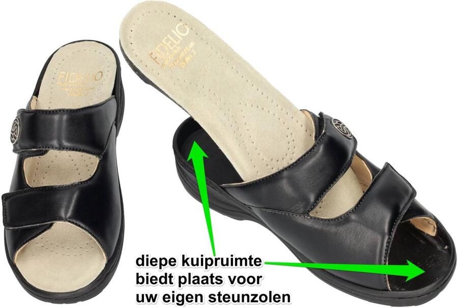 Fidelio Hallux -Dames zwart slippers & muiltjes