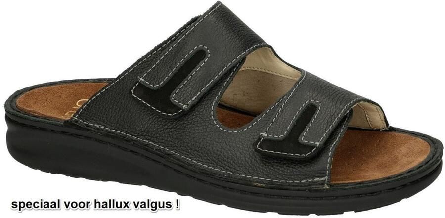 Fidelio Hallux -Heren zwart pantoffels & slippers