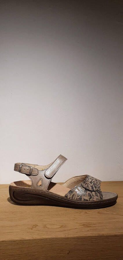 Fidelio Hallux Fidelio Sandaal Bloem Sleehak Taupe Metallic 434033 - Foto 1