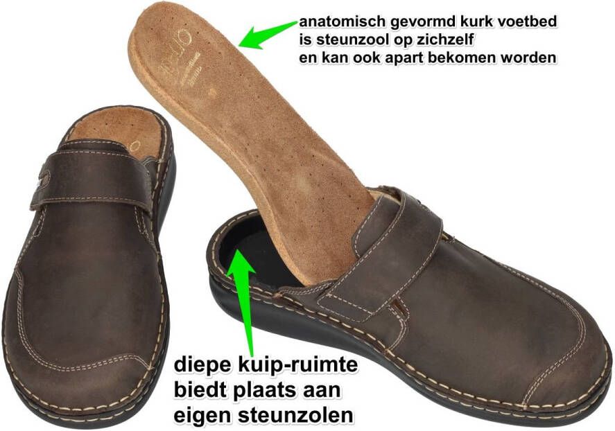 Fidelio Hallux -Heren bruin donker pantoffels & slippers