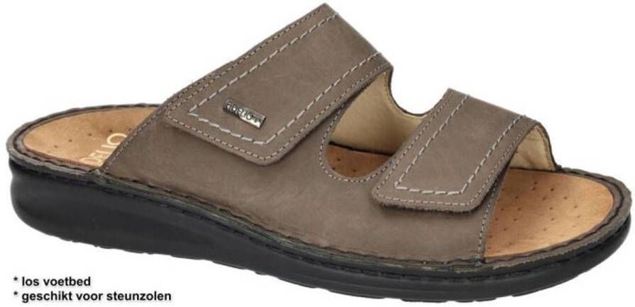 Fidelio Hallux -Heren taupe donker pantoffels & slippers