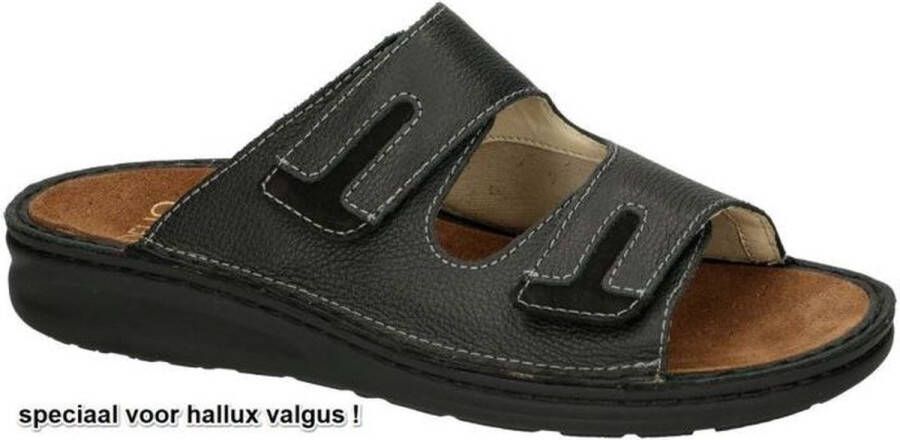 Fidelio Hallux -Heren zwart pantoffels & slippers