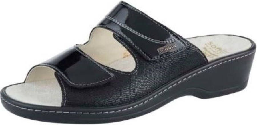 Fidelio Softline 225001-90 dames slippers met uitneembaar voetbed Zwart Women's Mules with Removable Footbed
