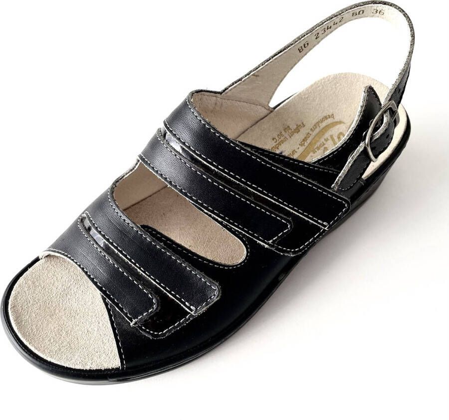 Fidelio Softline 2344280 Comfort Dames Sandalen met uitneembaar voetbed Zwart