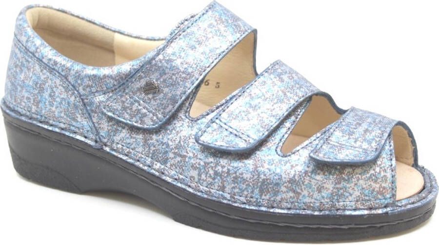Finn comfort ISCHIA 02106-288124 Blauw combi sandalen met dichte hiel wijdte H