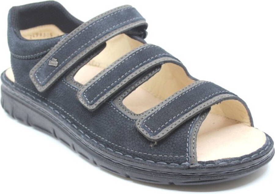 FinnComfort Finn Comfort CASABLANCA 01451-902624 Blauwe heren sandalen met drie klittenbanden